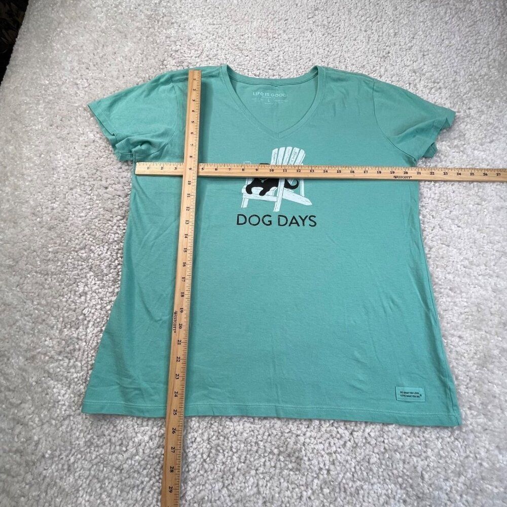 Life Is Good V-Neck Crusher Tee Black Dog Days In Chair Mint Green Womens Large - Picture 7 of 7